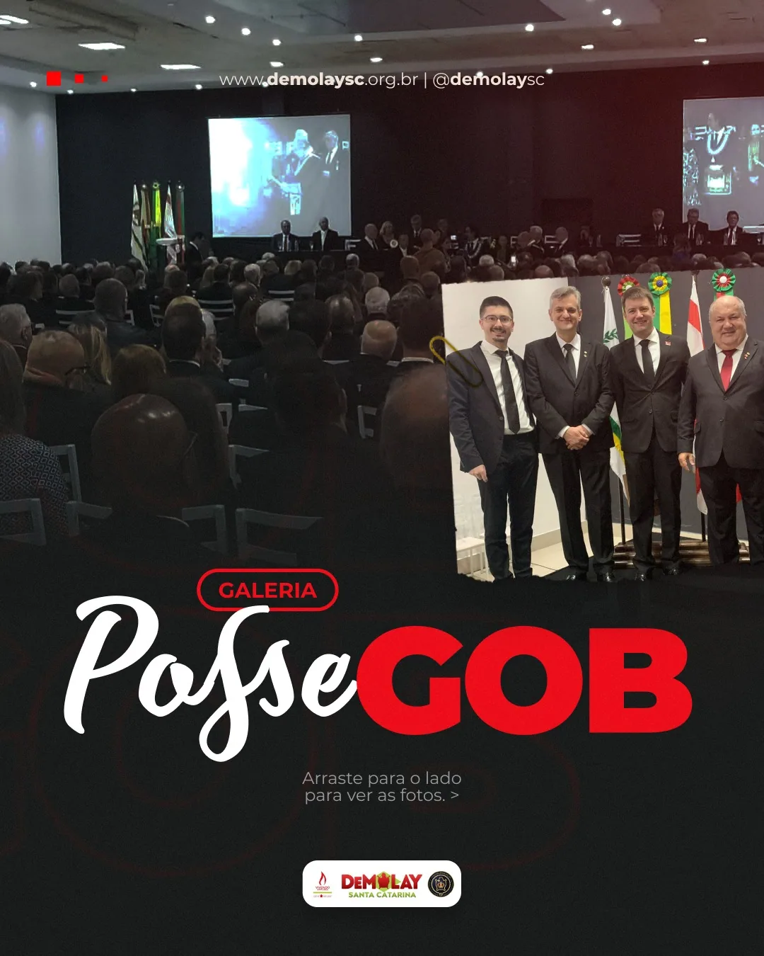 Ordem DeMolay catarinense marca presença na posse do Grão-Mestre do GOB-SC